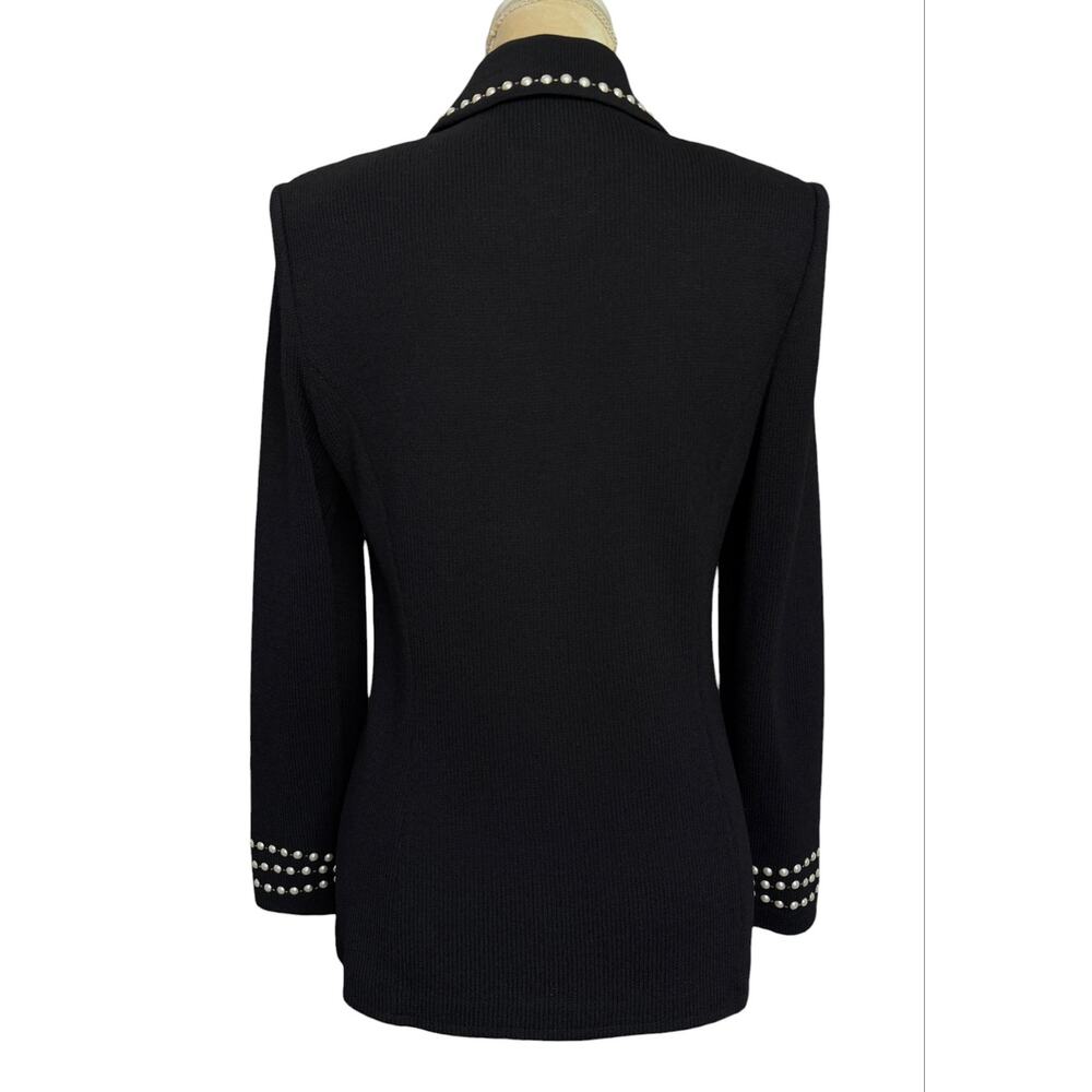St. John Evening Santana Knit Pearl Button Down Jacket Black Size 4 Old Money - Picture 9 of 11
